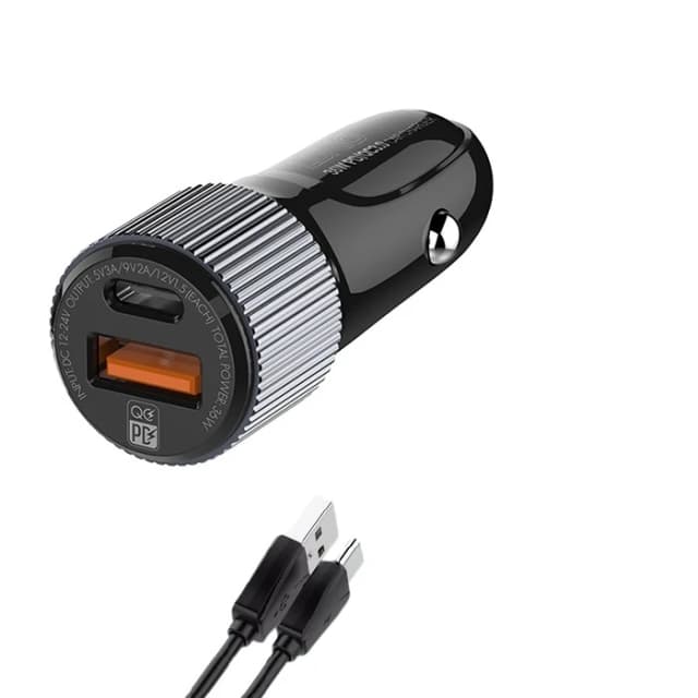 شارژر فندکی الدینیو مدل C510Q به همراه کابل تبدیل usb-C - تصویر 1