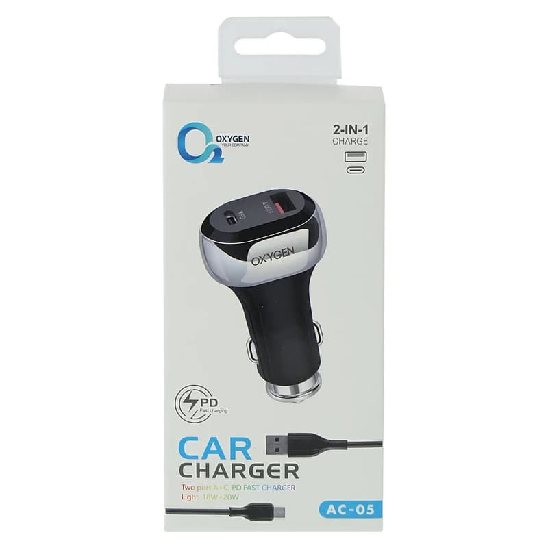 شارژر فندکی اکسیژن مدل AC-05 به همراه کابل USB-C